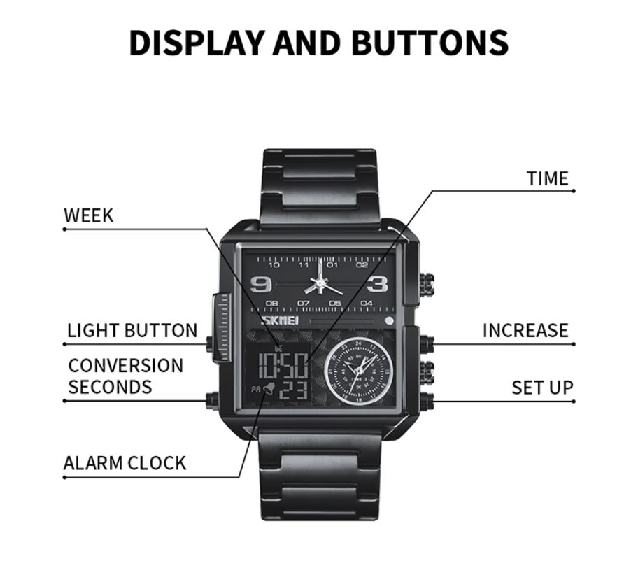 SKMEI 1584 Luxury Japan Digital Movement Watch for Men 