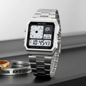 SKMEI 2353 Stainless Steel Back Water Resistant Watch 5 Alarm Luminous Wristwatch