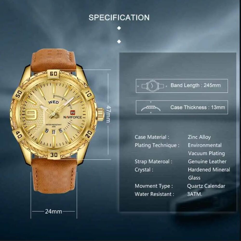 Naviforce 9117 Casual Quartz PU Leather 