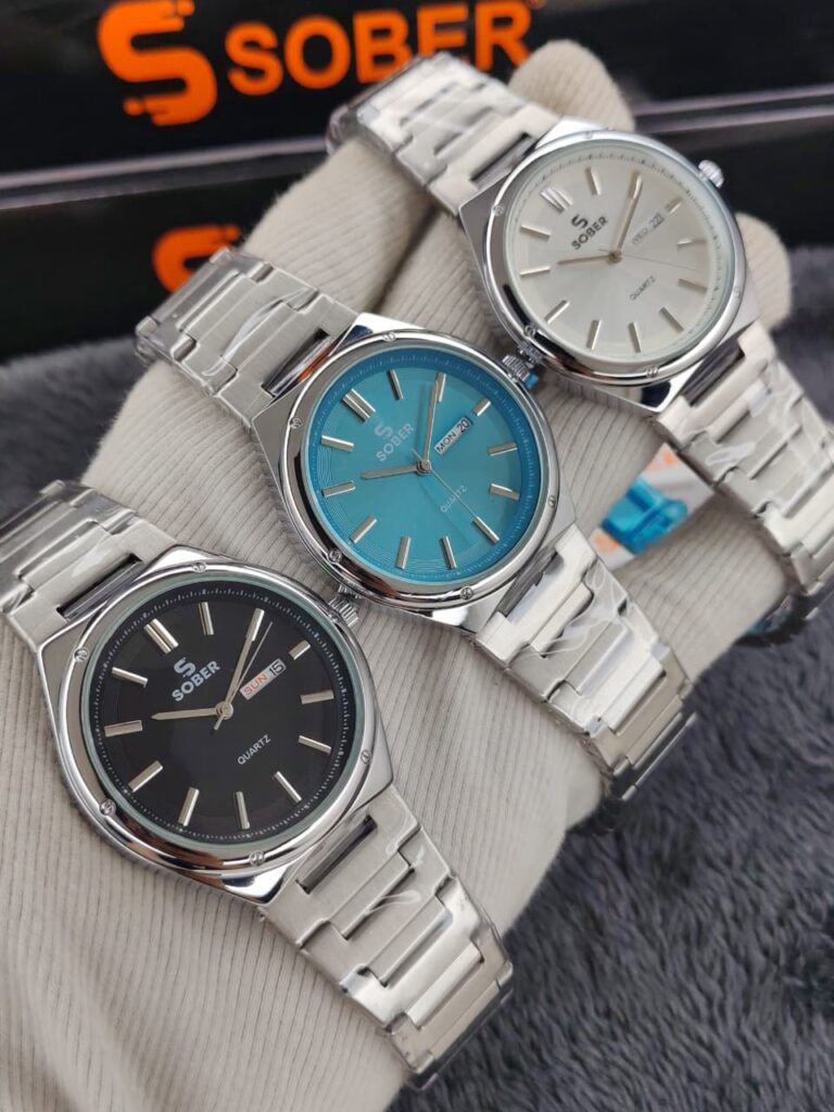 SOBER Premium Day-Date Quartz Metal Wrist Watch for Men