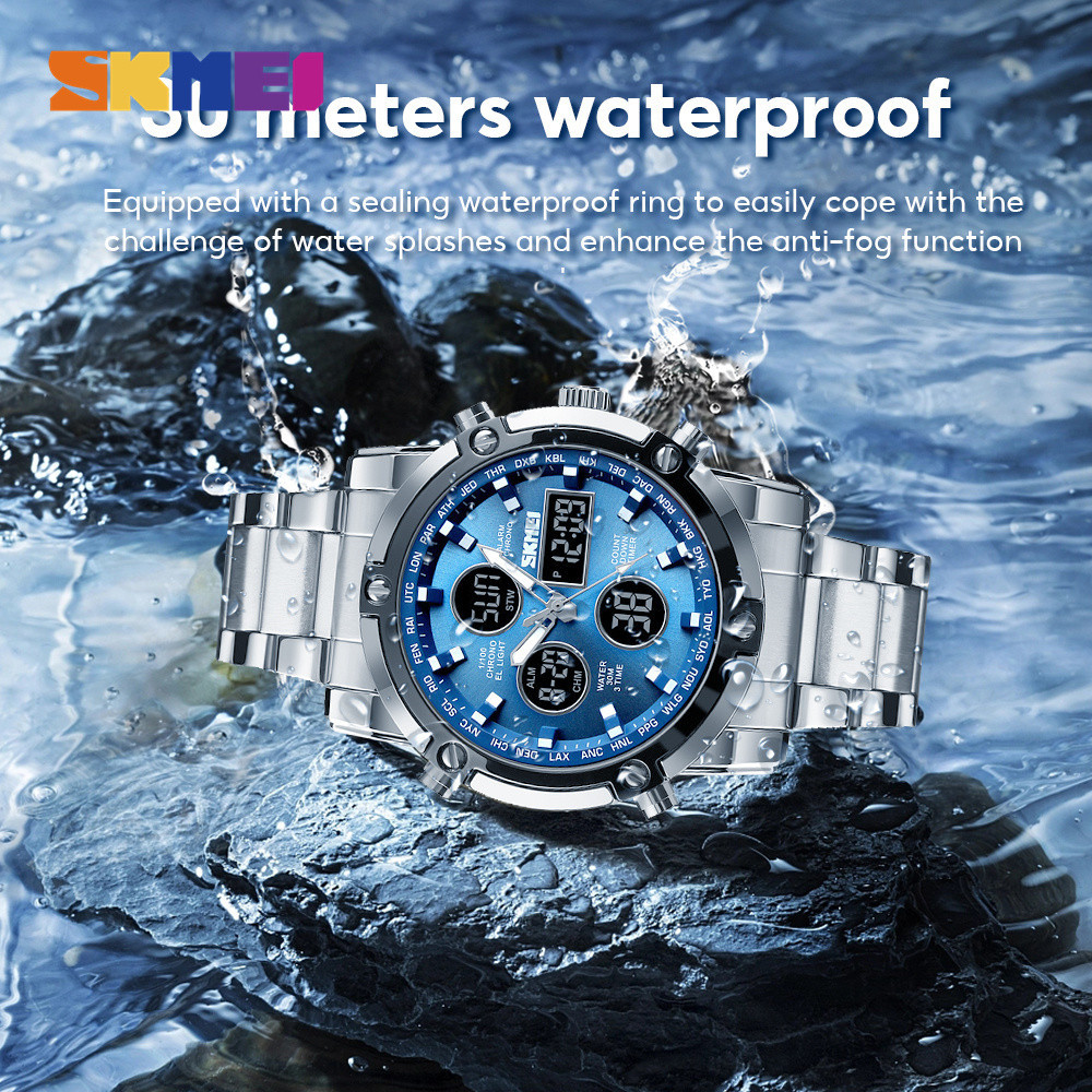 SKMEI 1389 Luxury Fashion Sport Waterproof Stainless Steel Watch 