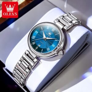 OLEVS 5608 Women’s Luxury Quartz Watch Rose Gold White– Roman Scale Waterproof Luminous Watch