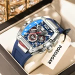 POEDAGAR 9051 Luxury Watches For Men Sport Casual Waterproof Luminous Date Man Wristwatch Chronograph Quartz Silicone Men Watch Reloj