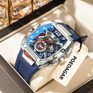 POEDAGAR 9051 Luxury Watches For Men Sport Casual Waterproof Luminous Date Man Wristwatch Chronograph Quartz Silicone Men Watch Reloj