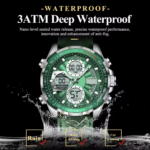 POEDAGAR E108 Men’s Analog Digital LED Quartz Watch – Waterproof Leather Sport Wristwatch
