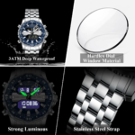 Poedagar E122 Men’s Multifunctionality Chronograph Quartz Watch