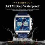 POEDAGAR E109 Men’s Dual Display Watch – Digital & Analog Quartz Business Watch with Silicone Strap