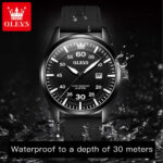 OLEVS 9962 Fashion Men Watch with Leather Strap