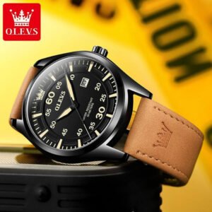 OLEVS 9962 Fashion Men Watch with Leather Strap