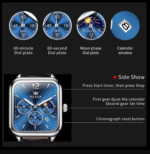 OLEVS 9914 Cassis Square Waterproof Quartz Watch
