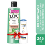Lux Body Wash Freesia Scent & Aloe Vera 245ml (Dove 79ml Shampoo Free)