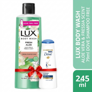 Lux Body Wash Freesia Scent & Aloe Vera 245ml (Dove 79ml Shampoo Free)