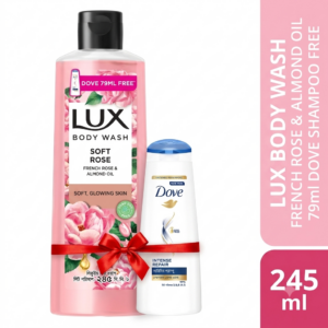 Lux Body Wash French Rose & Almond 245ml (Dove 79ml Shampoo Free)