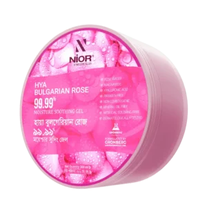 NIOR Hya Bulgarian Rose 99.99% MOISTURE SOOTHING GEL contains 99.99% Rose Water extract to make skin soft and moisturized & it also has hyaluronic acid which helps to keep our skin hydrated all day long. It smoothens skin texture and reduces the risk of skin damage caused by UV rays by strengthening the skin barrier.