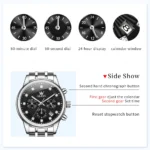 Olevs 3669S Stainless Steel Chronograph Wrist Watch For Women