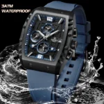NAVIFORCE 8025 quartz watches with square case Chronograph Sport wrist watch for men