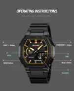 SKMEI 2438 World Time Multi-Functional Sports Men’s Watch-Black Blue