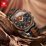 OLEVS 3645 Mens Chronograph Wooden Watch