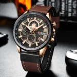 CURREN 8380 Men’s Fashion Sport / Chronograph Brown Leather-Strap Watch