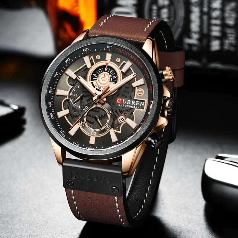 CURREN 8380 Men’s Fashion Sport / Chronograph Brown Leather-Strap Watch