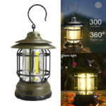 Multifunctional Rechargeable Stepless Dimming Handheld LED Camping Lamp Vintage Portable Lantern
