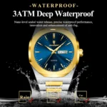 POEDAGAR 825 Luxury Quartz Luminous Day Date Men’s Watch-Gold Black
