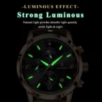 POEDAGAR 882 Luxury Sports Watch For Men Waterproof Luminous Date Chronograph Man Wristwatch Leather Quartz Men’s Watches