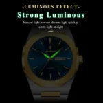 POEDAGAR 825 Luxury Quartz Luminous Day Date Men’s Watch-Gold Black