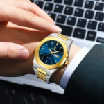POEDAGAR 825 Luxury Quartz Luminous Day Date Men’s Watch-Gold Black
