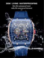 CURREN 8442 Men’s Chronograph Watch — Waterproof Sport Light Blue Silicone Strap