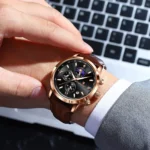POEDAGAR 882 Luxury Sports Watch For Men Waterproof Luminous Date Chronograph Man Wristwatch Leather Quartz Men’s Watches