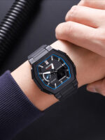 SKMEI 2438 World Time Multi-Functional Sports Men’s Watch-Black Blue