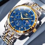 OLEVS Luxury Men's Chronograph, Stainless Steel, Luminous Hands Quartz Watch