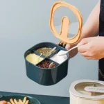 Gambit Kitchen Square 4- Section Masala Container with 4 spoon, Rangoli Box Dabba for Keeping Spices, Spice Box (Multicolor)