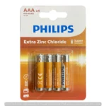 Philips R6L4B/70 AA Extra Zinc Chloride Battery Bundle of 4 Pcs