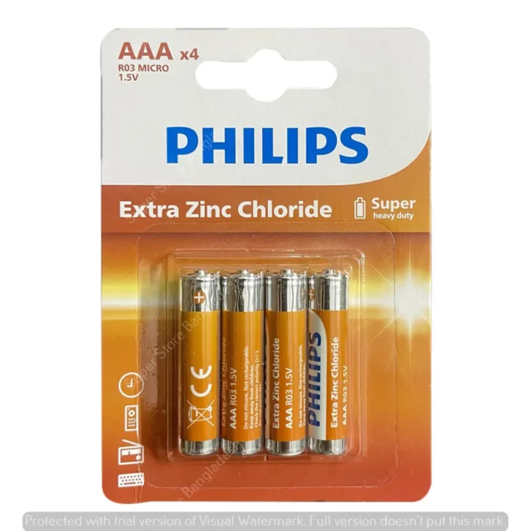 Philips R6L4B/70 AA Extra Zinc Chloride Battery Bundle of 4 Pcs
