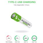 Smartools 1.5V Type-C Rechargeable Batteries AAA (2-Pack) With Type-C Cable