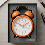 Jing Hao JH7704 Retro Twin Bell Alarm Clock Vibrant Orange Matte Finish