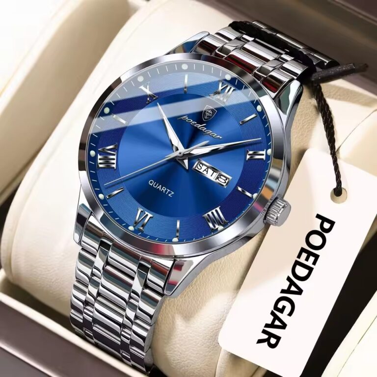 Poedagar 978 Luxury Men's Quartz Watch Waterproof Luminous Date Week Sport Stainless Steel