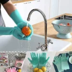Silicone Dish Washing Kitchen Hand Gloves - Hand Gloves - Simplify Dishwashing With The Silicone Kitchen Hand Gloves - Providing Convenience(Any color)
