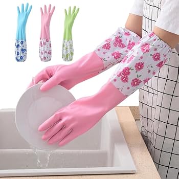 Long Silicone Kitchen Gloves with Inner Foam Padding, Thick, Waterproof and Non-Slip Hand Protection