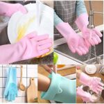 Silicone Dish Washing Kitchen Hand Gloves - Hand Gloves - Simplify Dishwashing With The Silicone Kitchen Hand Gloves - Providing Convenience(Any color)