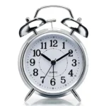 Alarm Clock and Twin Bell Table Clock - Loud Alarm silver colour