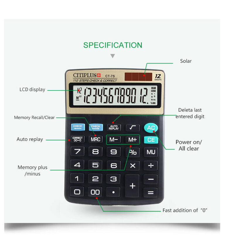 Citiplus Check And Correct Series Electronic Calculator - CT-7S