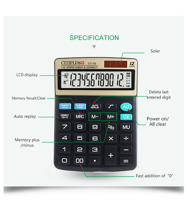 Citiplus Check And Correct Series Electronic Calculator - CT-7S Citiplus Check And Correct Series Electronic Calculator - CT-7S