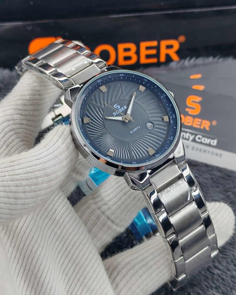 SOBER Premium Men’s Luxury Watch – Stainless Steel Strap & Stylish Blue Dial