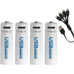 AiVR USB-C Rechargeable Battery AA Size 2550 MAh - 4 Pc - Image 2