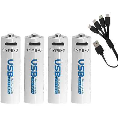AiVR USB Rechargeable Batteries 4pc – AAA – 2550mWh