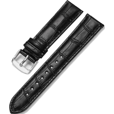 Alligator Grain Embossed Leather Watch Belt Strap Band Steel Buckle With Lug Pin 22mm