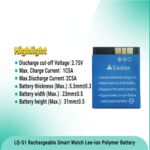 LQ-S1 Rechargeable Smart Watch Lee Ion Polymer Battery For Smart Watch Only 380MAH 3.7V Dash Blue Dash Rechargeable Battery